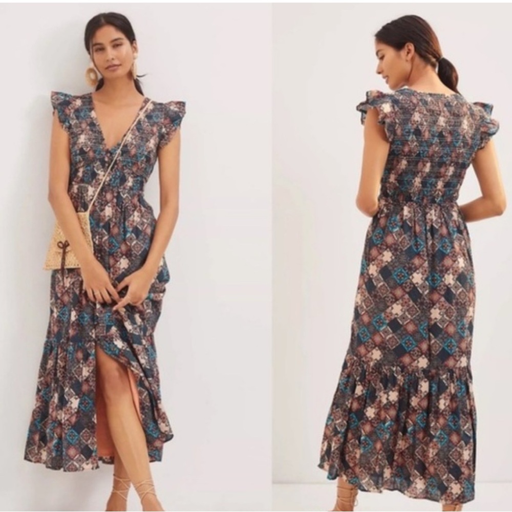 NWT Anthropologie the Peregrine dress in turquoise small